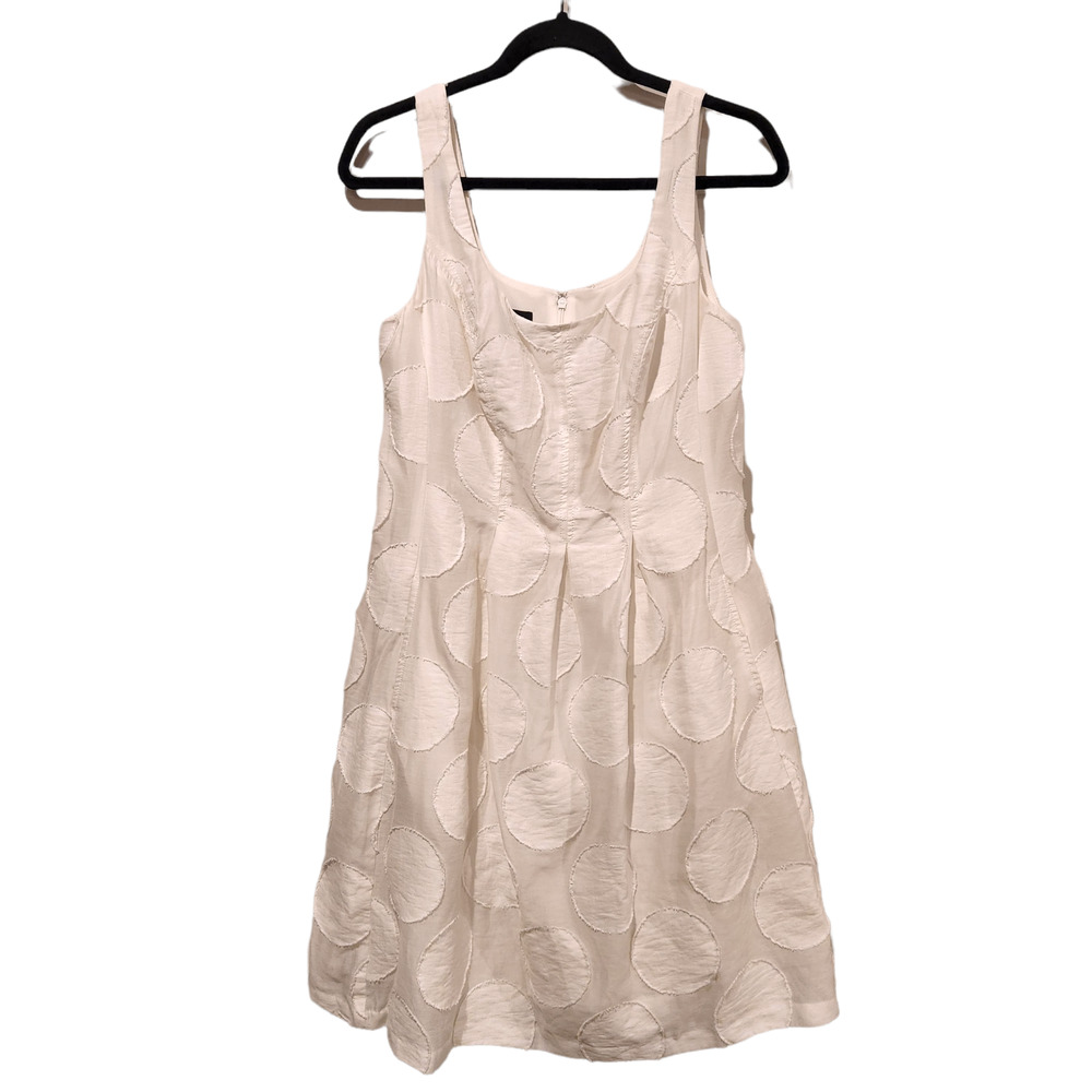 Nine West Womens White Circle Embroidered Polka Dot Cocktail Dress Size 10